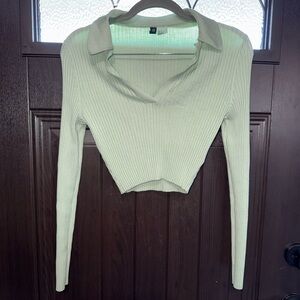 Divided Ribbed Cream Crop Top